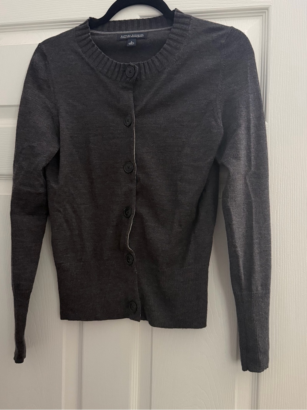 Banana Republic Extra Fine Italian Merino Wool Gray Cardigan